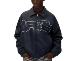 Arte Big Logo Leather Jacket "Navy"